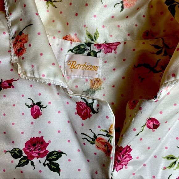 Barbizon 2 Piece Pajama Set Vintage Floral Roses - Picture 6 of 9